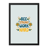 Bee Strong Work Hard Wall Art, Motivational Quote Print, Positive Affirmation Decor, Inspirational Gift, Home Office Art, Cute Bee Design - Tawshia